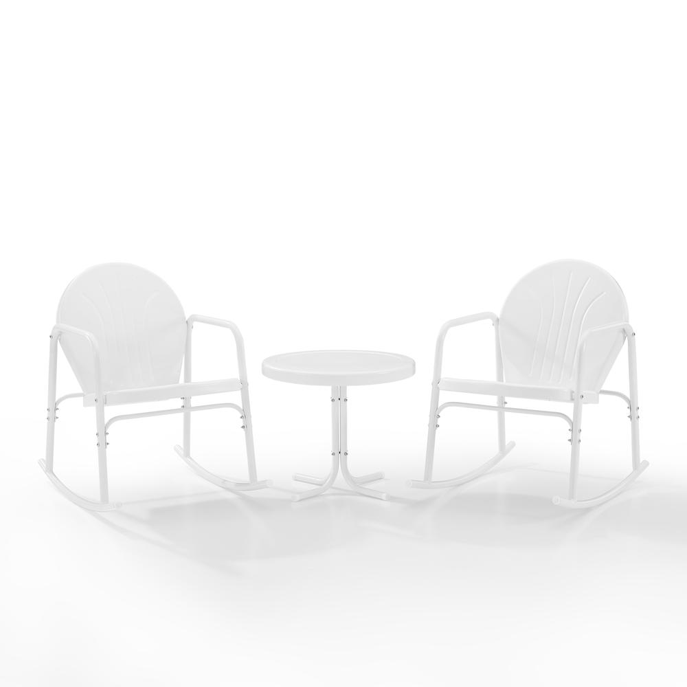 Griffith 3Pc Retro Outdoor Rocking Chair Set - Side Table & 2 Rocking Chairs