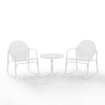 Griffith 3Pc Retro Outdoor Rocking Chair Set - Side Table & 2 Rocking Chairs