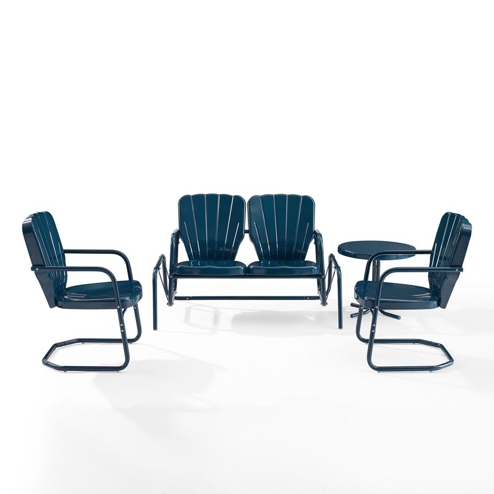 Ridgeland 4Pc Outdoor Loveseat Glider Set, Glider, Side Table, 2 Armchairs