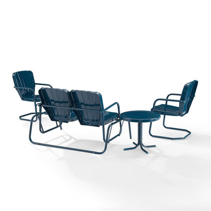 Ridgeland 4Pc Outdoor Loveseat Glider Set, Glider, Side Table, 2 Armchairs