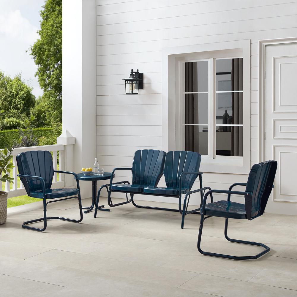 Ridgeland 4Pc Outdoor Loveseat Glider Set, Glider, Side Table, 2 Armchairs