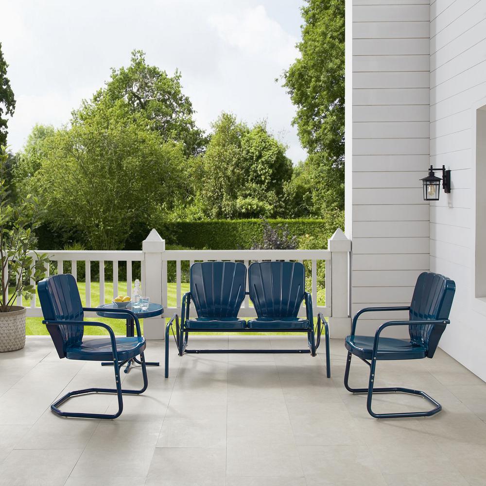 Ridgeland 4Pc Outdoor Loveseat Glider Set, Glider, Side Table, 2 Armchairs