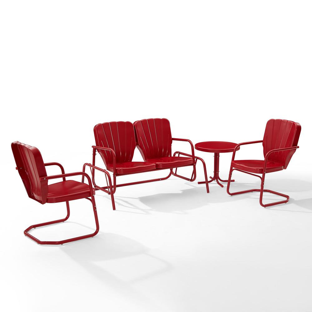Ridgeland 4Pc Outdoor Loveseat Glider Set, Glider, Side Table, & 2 Armchairs