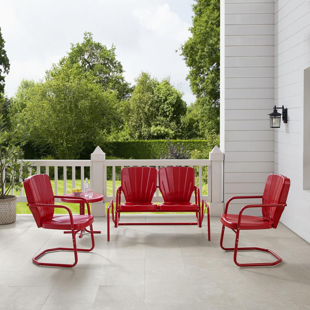 Ridgeland 4Pc Outdoor Loveseat Glider Set, Glider, Side Table, & 2 Armchairs