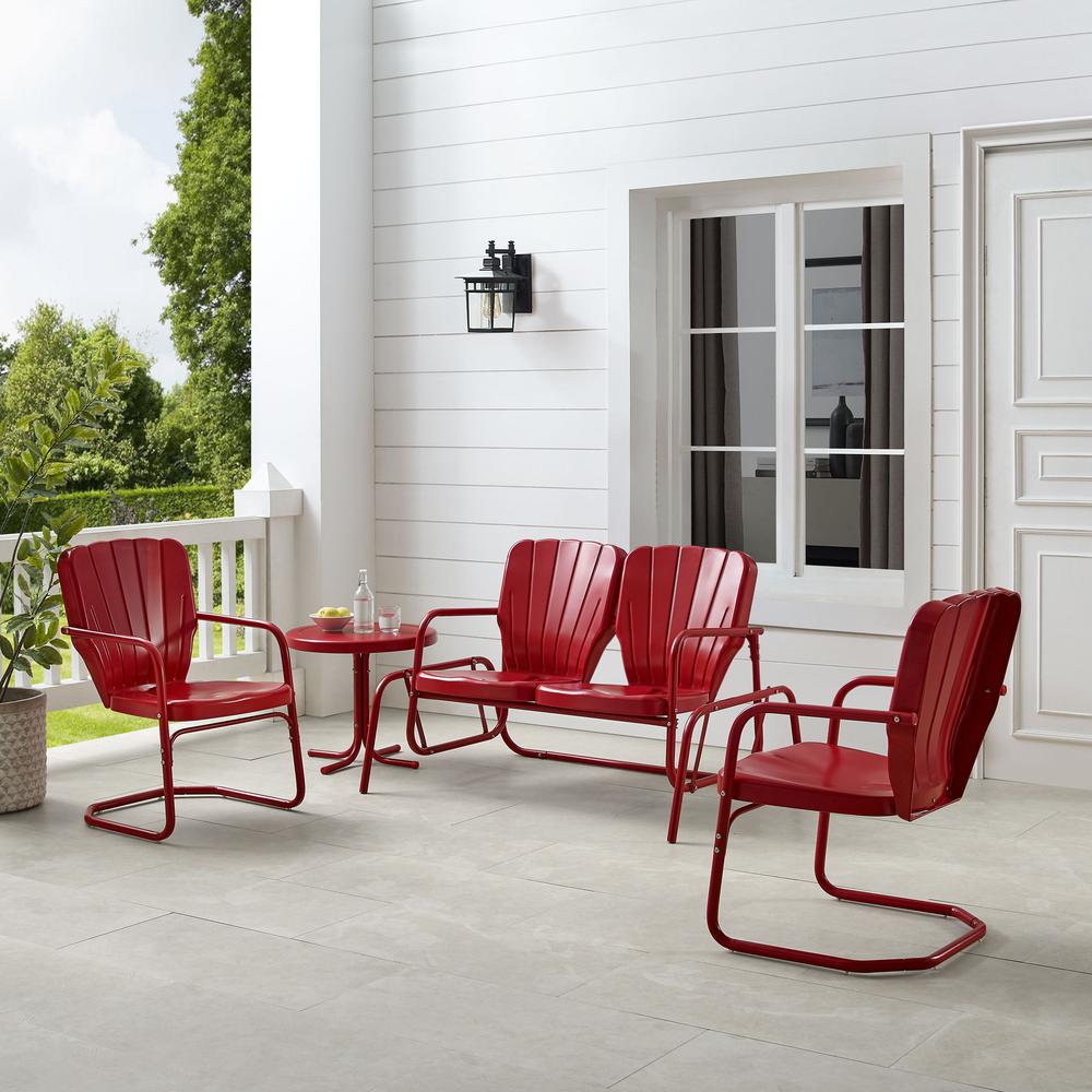 Ridgeland 4Pc Outdoor Loveseat Glider Set, Glider, Side Table, & 2 Armchairs