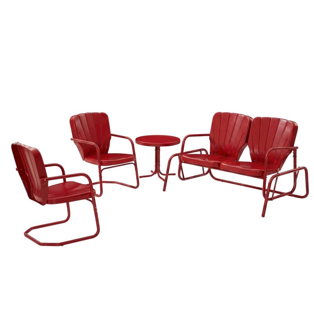 Outdoor Furniture Set with Loveseat Glider, Side Table, & 2 Armchairs