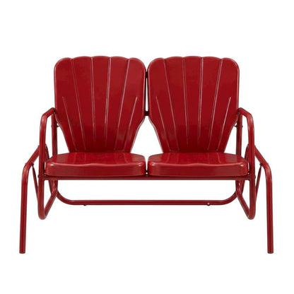 Outdoor Furniture Set with Loveseat Glider, Side Table, & 2 Armchairs