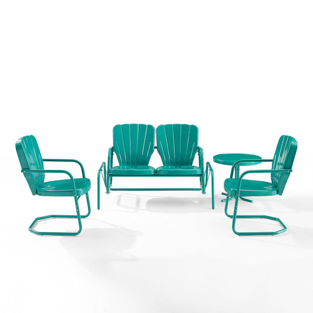 Ridgeland 4Pc Outdoor Loveseat Glider Set, Glider, Side Table, & 2 Armchairs