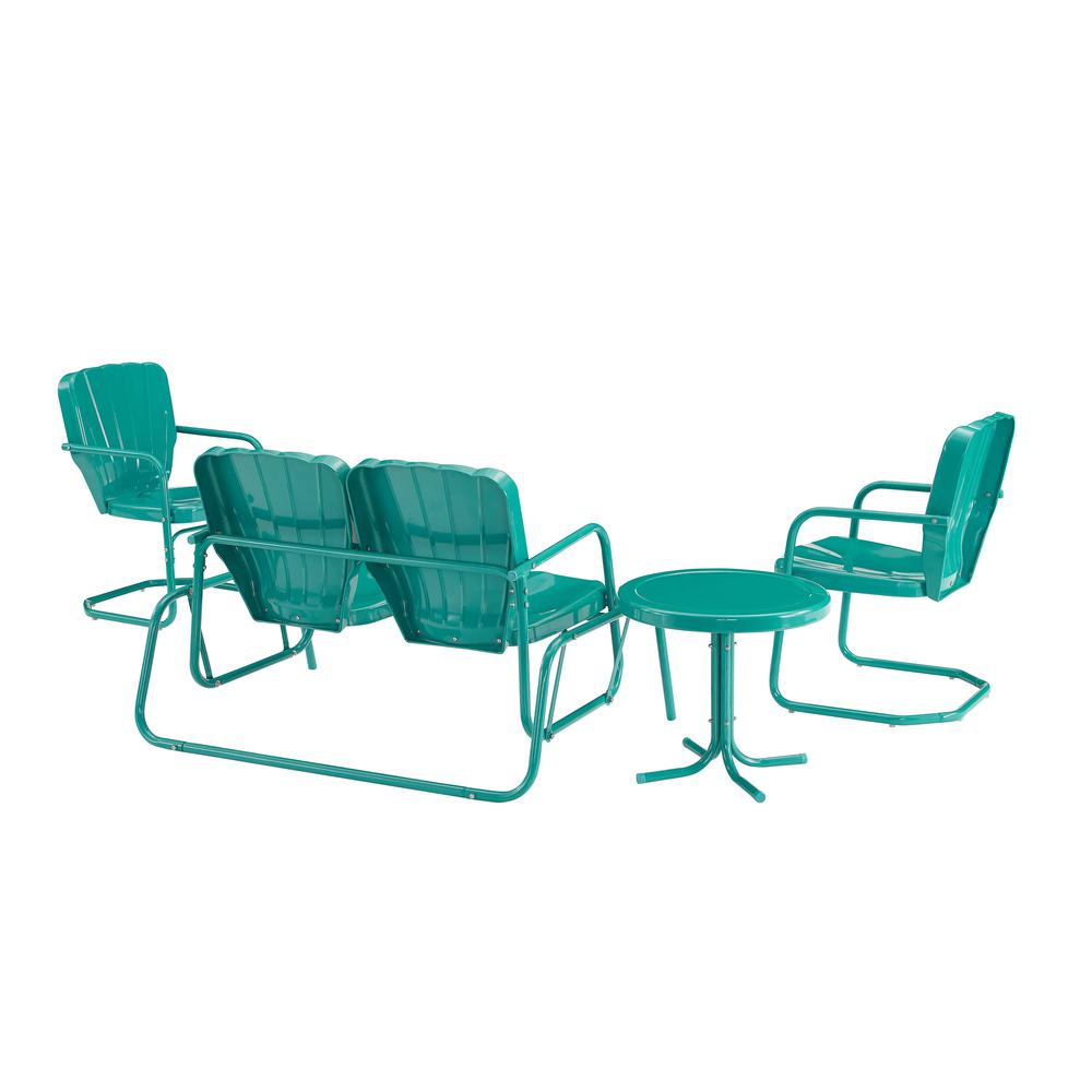 Ridgeland 4Pc Outdoor Loveseat Glider Set, Glider, Side Table, & 2 Armchairs