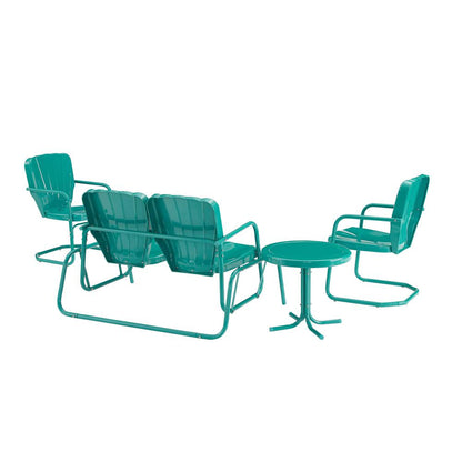 Ridgeland 4Pc Outdoor Loveseat Glider Set, Glider, Side Table, & 2 Armchairs
