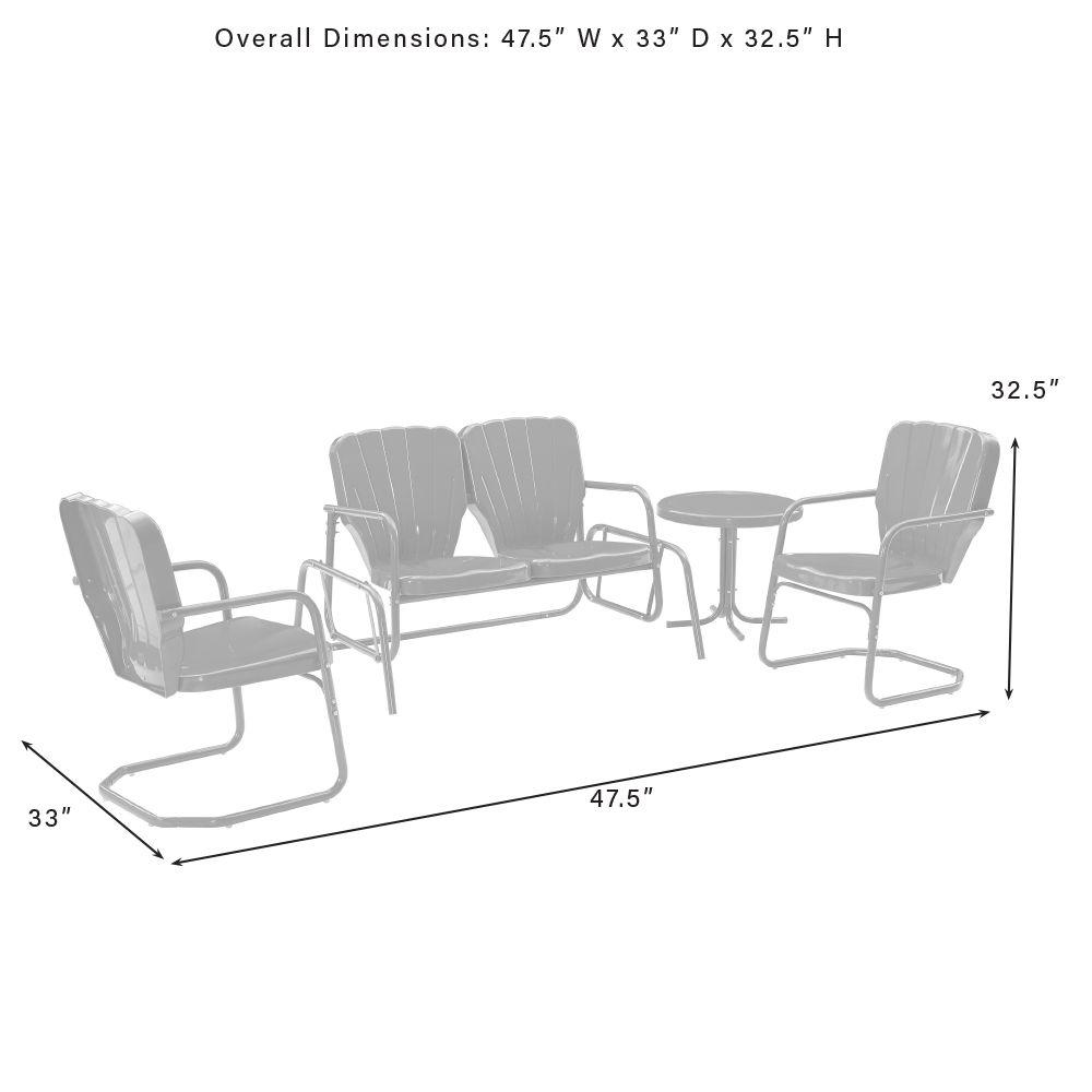 Ridgeland 4Pc Outdoor Loveseat Glider Set, Glider, Side Table, & 2 Armchairs