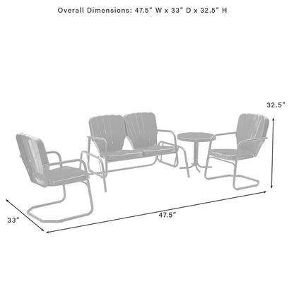 Ridgeland 4Pc Outdoor Loveseat Glider Set, Glider, Side Table, & 2 Armchairs