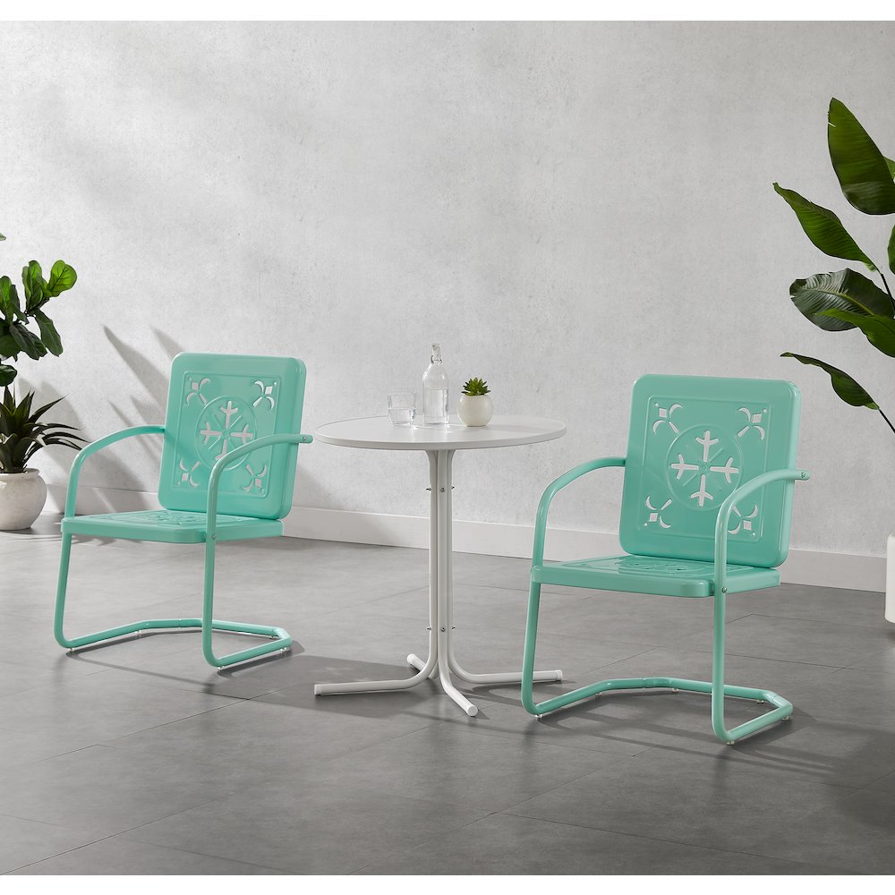 Azalea 3-Piece Retro Outdoor Bistro Set - Bistro Table & 2 Chairs