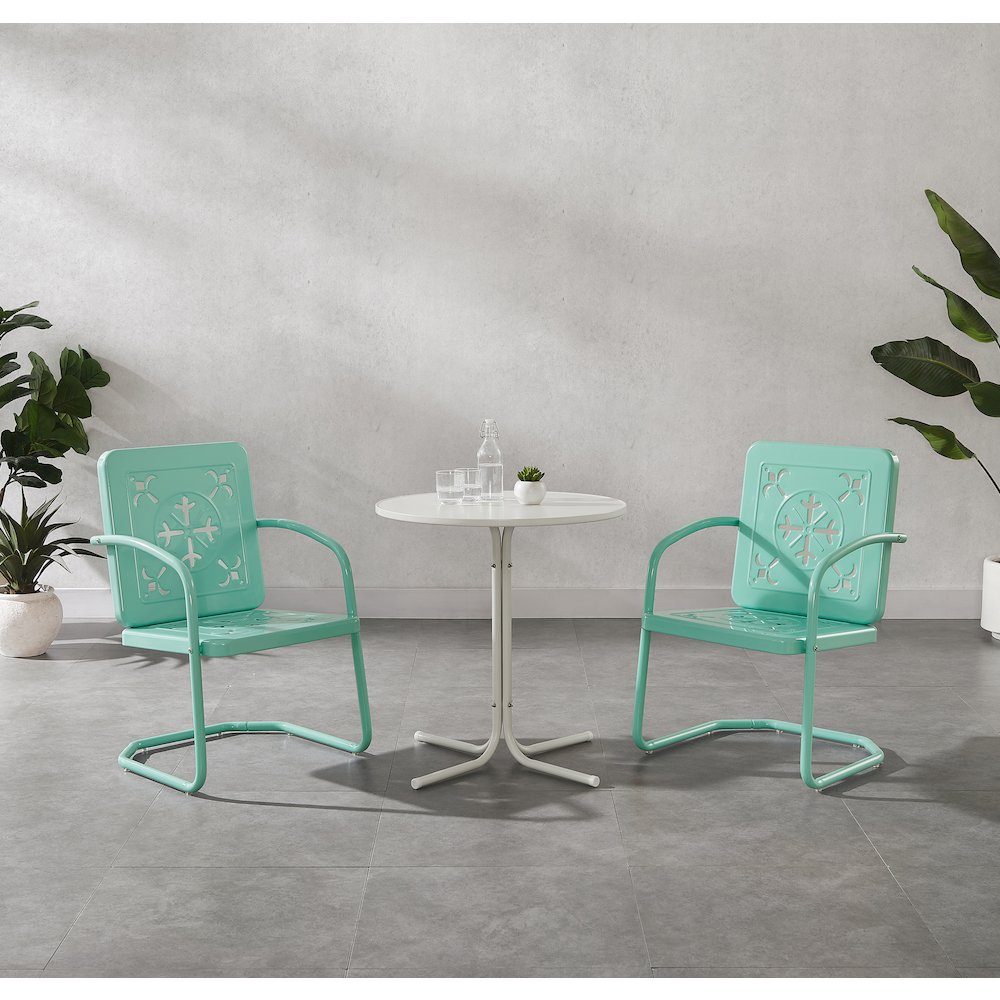 Azalea 3-Piece Retro Outdoor Bistro Set - Bistro Table & 2 Chairs