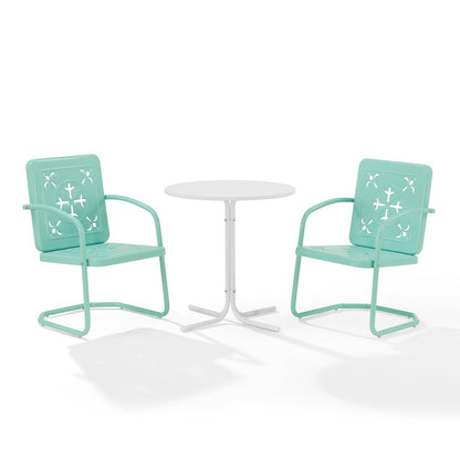 Azalea 3-Piece Retro Outdoor Bistro Set - Bistro Table & 2 Chairs
