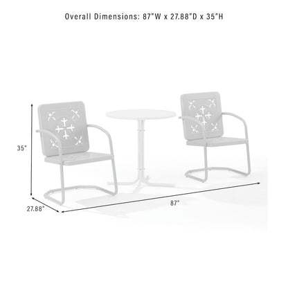 Azalea 3-Piece Retro Outdoor Bistro Set - Bistro Table & 2 Chairs