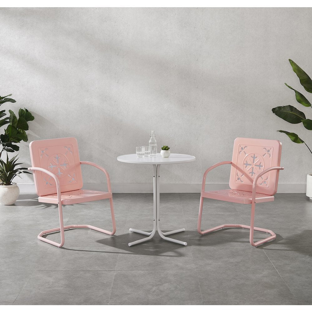 Azalea 3-Piece Retro Outdoor Bistro Set - Bistro Table & 2 Chairs