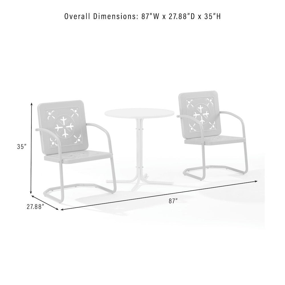 Azalea 3-Piece Retro Outdoor Bistro Set - Bistro Table & 2 Chairs
