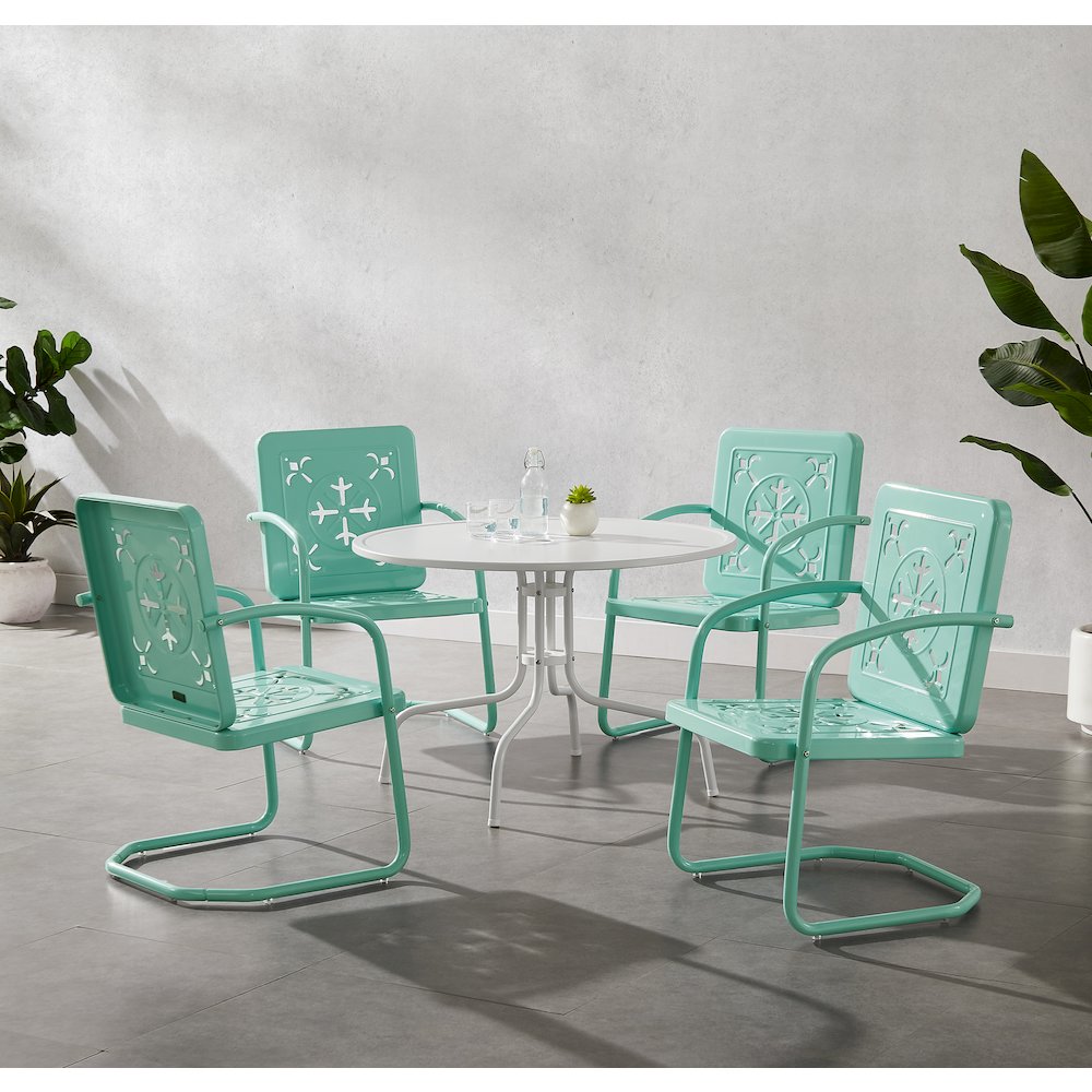Azalea 5-Piece Round Retro Outdoor Dining Set - Table & 4 Chairs