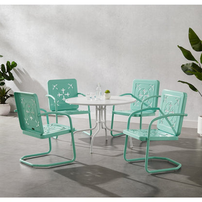 Azalea 5-Piece Round Retro Outdoor Dining Set - Table & 4 Chairs