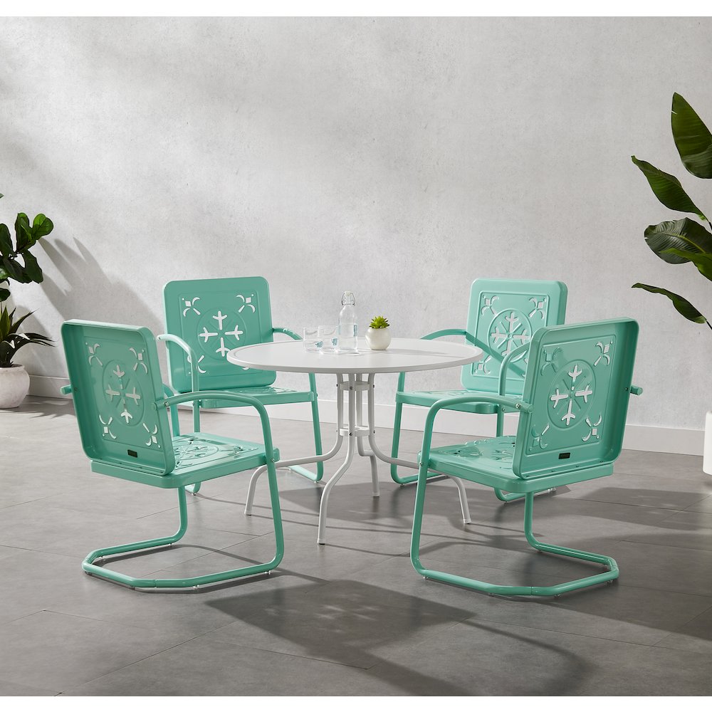 Azalea 5-Piece Round Retro Outdoor Dining Set - Table & 4 Chairs