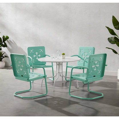 Azalea 5-Piece Round Retro Outdoor Dining Set - Table & 4 Chairs