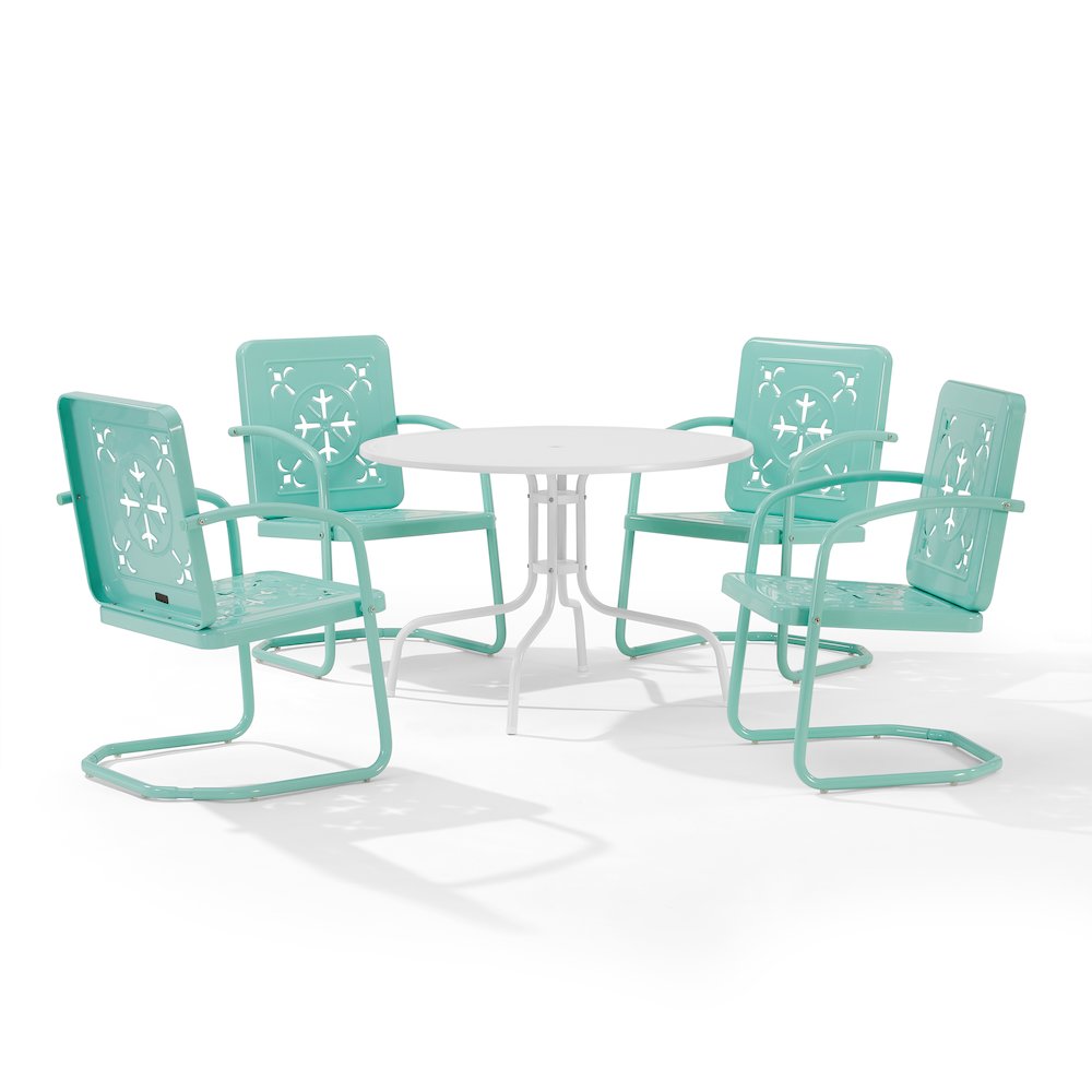 Azalea 5-Piece Round Retro Outdoor Dining Set - Table & 4 Chairs