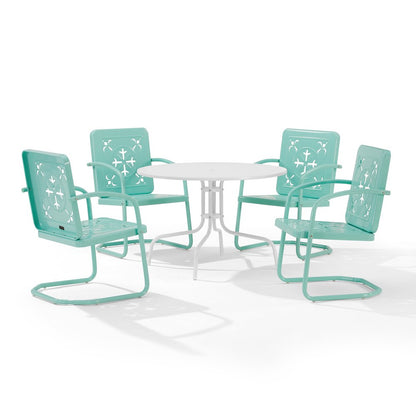 Azalea 5-Piece Round Retro Outdoor Dining Set - Table & 4 Chairs