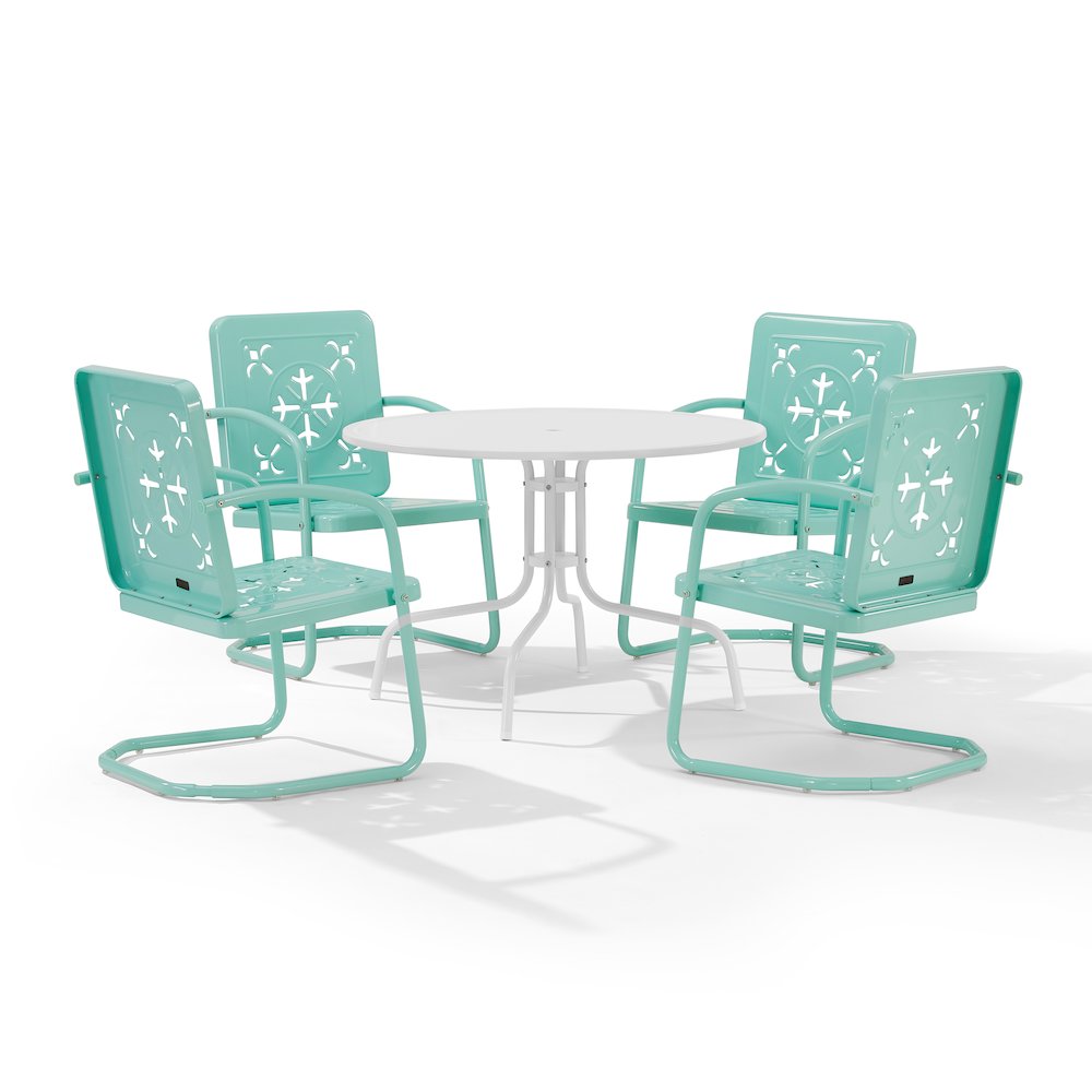 Azalea 5-Piece Round Retro Outdoor Dining Set - Table & 4 Chairs