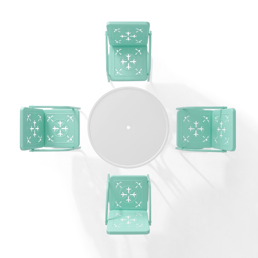 Azalea 5-Piece Round Retro Outdoor Dining Set - Table & 4 Chairs