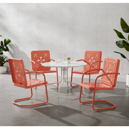 Azalea 5-Piece Round Retro Outdoor Dining Set - Table & 4 Chairs