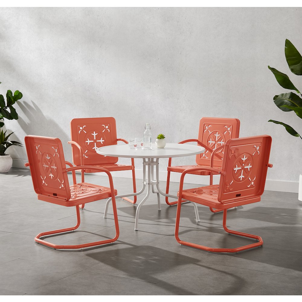 Azalea 5-Piece Round Retro Outdoor Dining Set - Table & 4 Chairs
