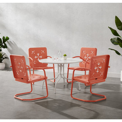 Azalea 5-Piece Round Retro Outdoor Dining Set - Table & 4 Chairs