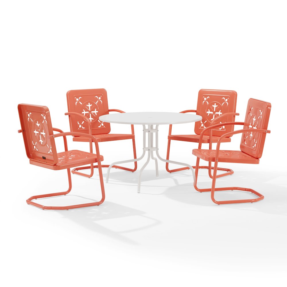 Azalea 5-Piece Round Retro Outdoor Dining Set - Table & 4 Chairs