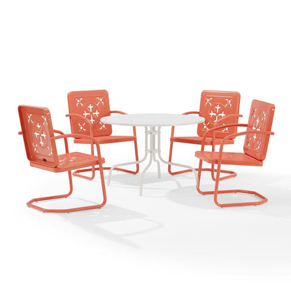 Azalea 5-Piece Round Retro Outdoor Dining Set - Table & 4 Chairs