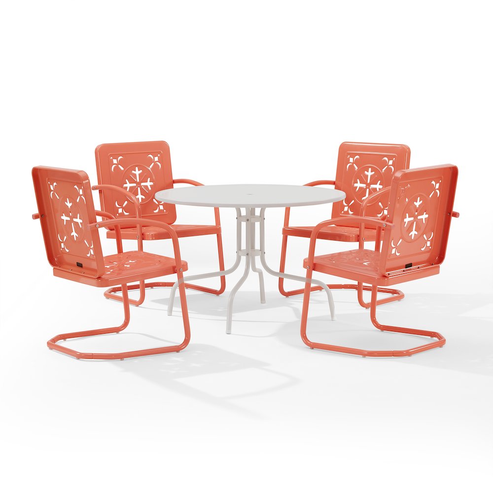 Azalea 5-Piece Round Retro Outdoor Dining Set - Table & 4 Chairs