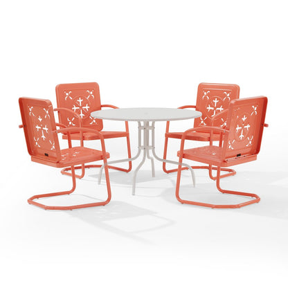 Azalea 5-Piece Round Retro Outdoor Dining Set - Table & 4 Chairs
