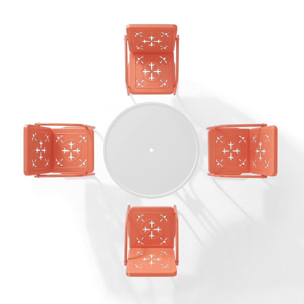 Azalea 5-Piece Round Retro Outdoor Dining Set - Table & 4 Chairs