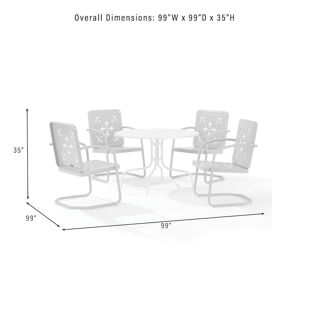 Azalea 5-Piece Round Retro Outdoor Dining Set - Table & 4 Chairs