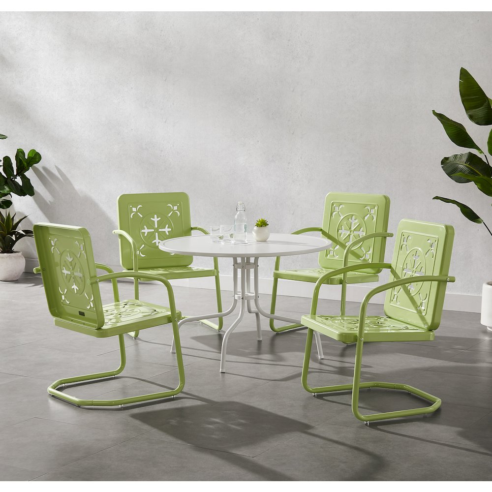 Azalea 5-Piece Round Retro Outdoor Dining Set - Table & 4 Chairs