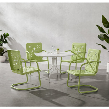 Azalea 5-Piece Round Retro Outdoor Dining Set - Table & 4 Chairs