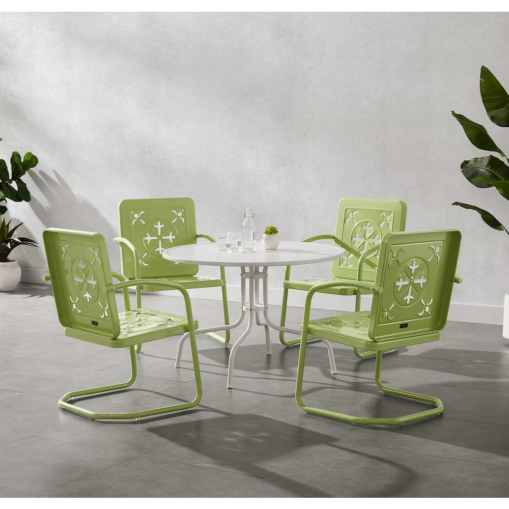 Azalea 5-Piece Round Retro Outdoor Dining Set - Table & 4 Chairs