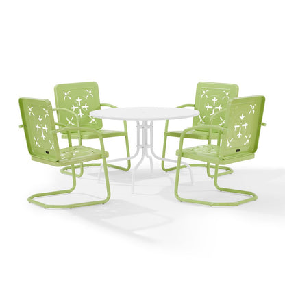 Azalea 5-Piece Round Retro Outdoor Dining Set - Table & 4 Chairs