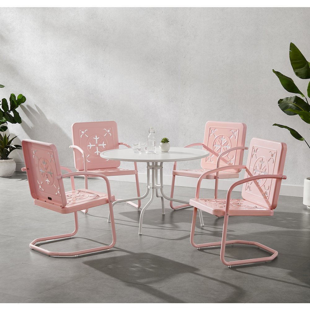 Azalea 5-Piece Round Retro Outdoor Dining Set - Table & 4 Chairs