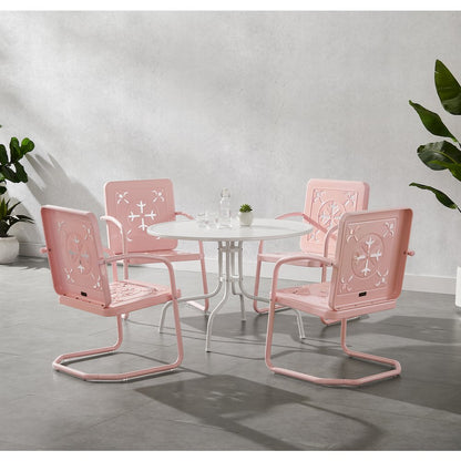 Azalea 5-Piece Round Retro Outdoor Dining Set - Table & 4 Chairs