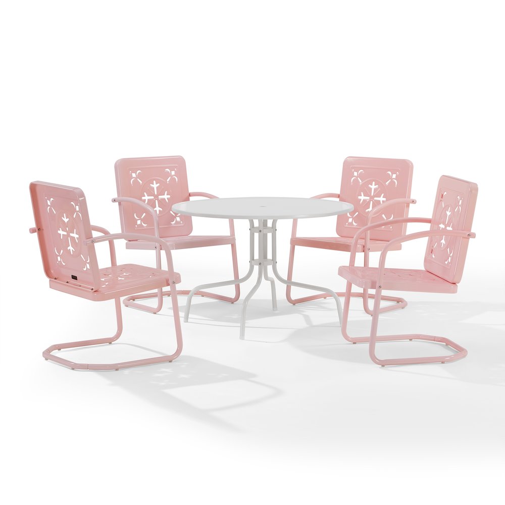Azalea 5-Piece Round Retro Outdoor Dining Set - Table & 4 Chairs
