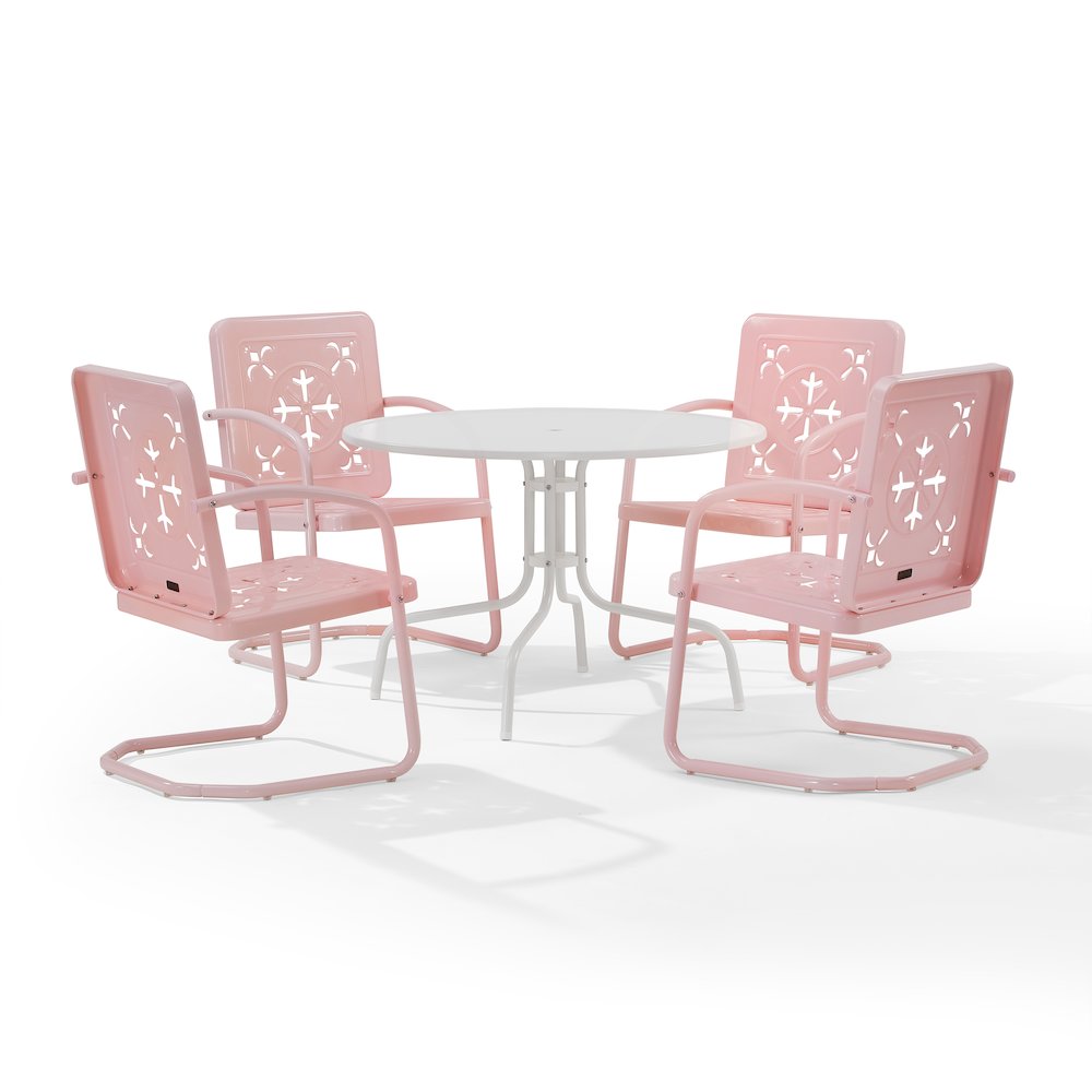 Azalea 5-Piece Round Retro Outdoor Dining Set - Table & 4 Chairs