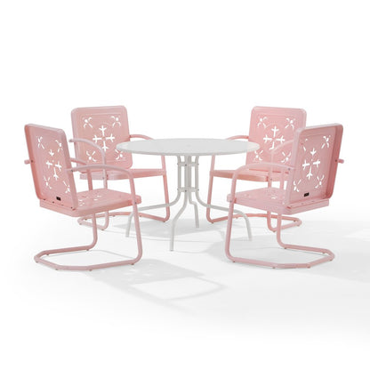 Azalea 5-Piece Round Retro Outdoor Dining Set - Table & 4 Chairs