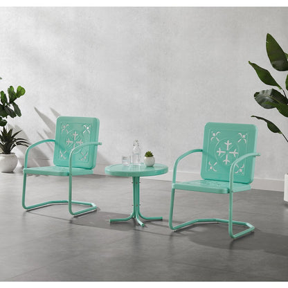 Azalea 3-Piece Retro Outdoor Chair Set - Side Table & 2 Chairs