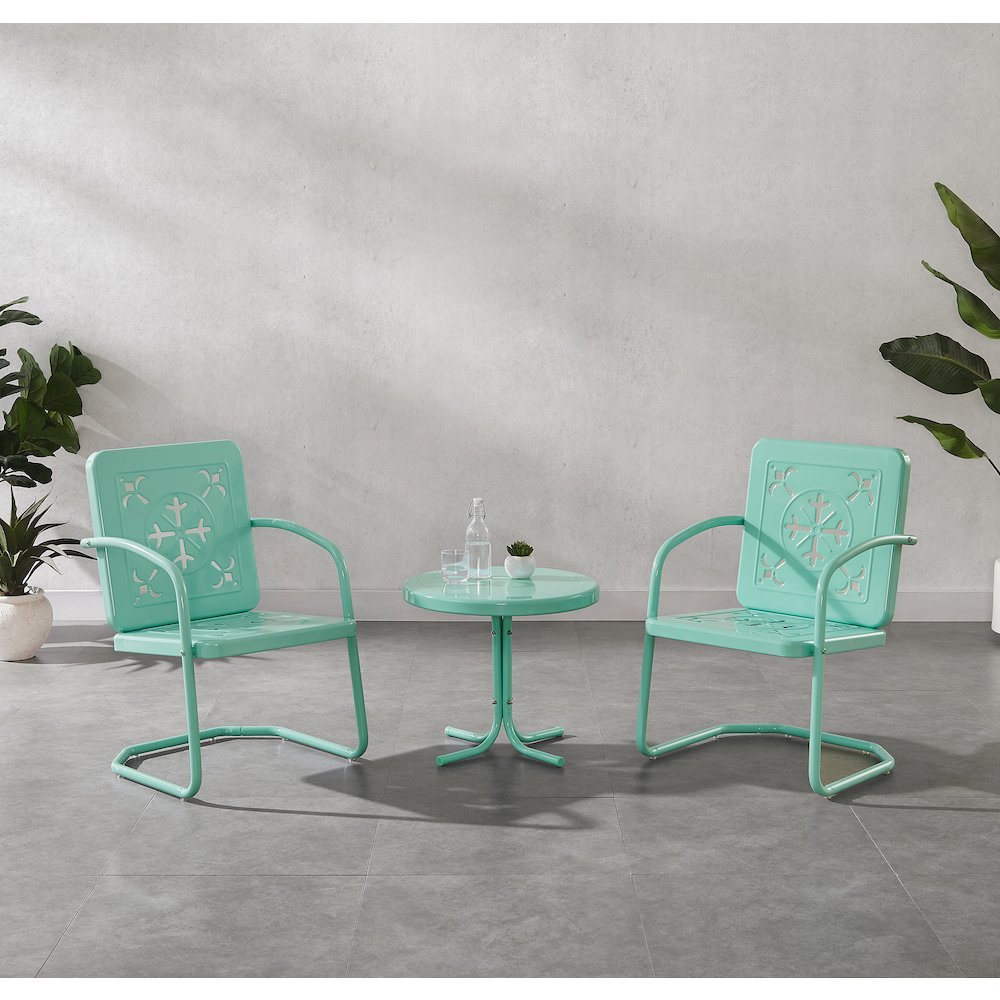 Azalea 3-Piece Retro Outdoor Chair Set - Side Table & 2 Chairs